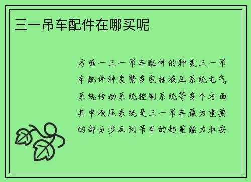 三一吊车配件在哪买呢