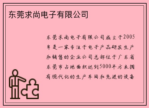 东莞求尚电子有限公司